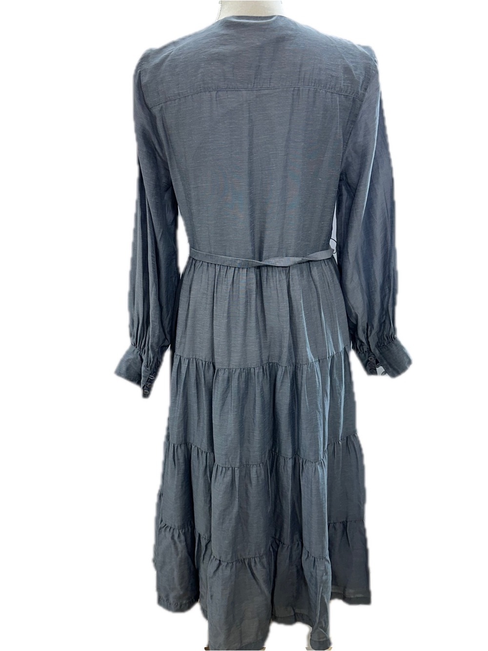 Anthropologie Mare Mare Slate Gray Tiered Pintuck Midi Dress - Picture 4 of 9